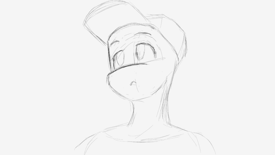 An animation of Ishkode being surprised and then looking thoughtful