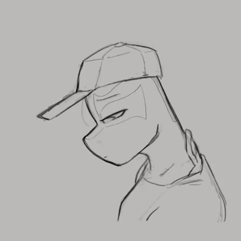 An animation study of Ishkode looking up and smiling.